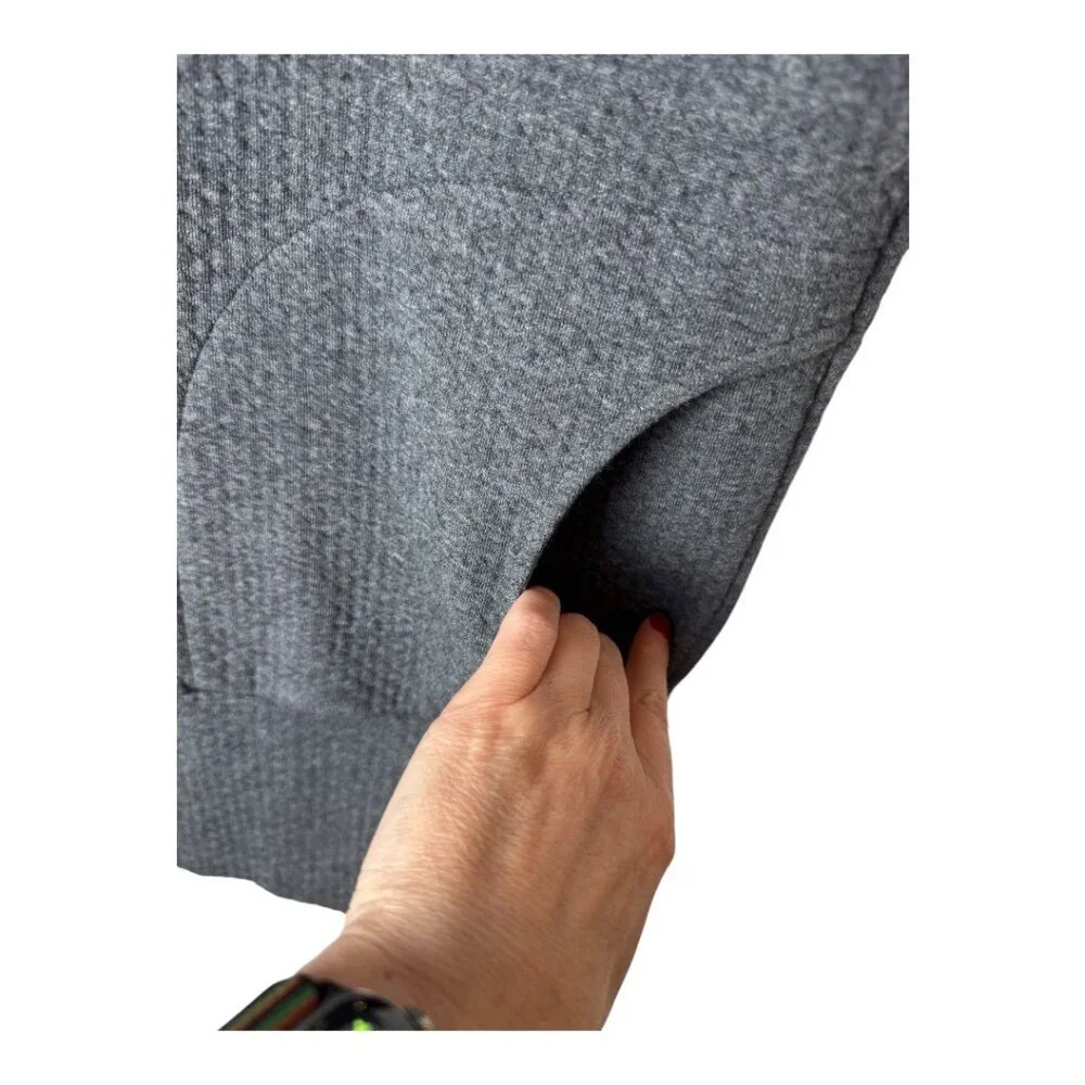 Lacoste Dress Women XS Gray Quilted Cowl Neck Marcassin‎ Sweatshirt Mini Preppy